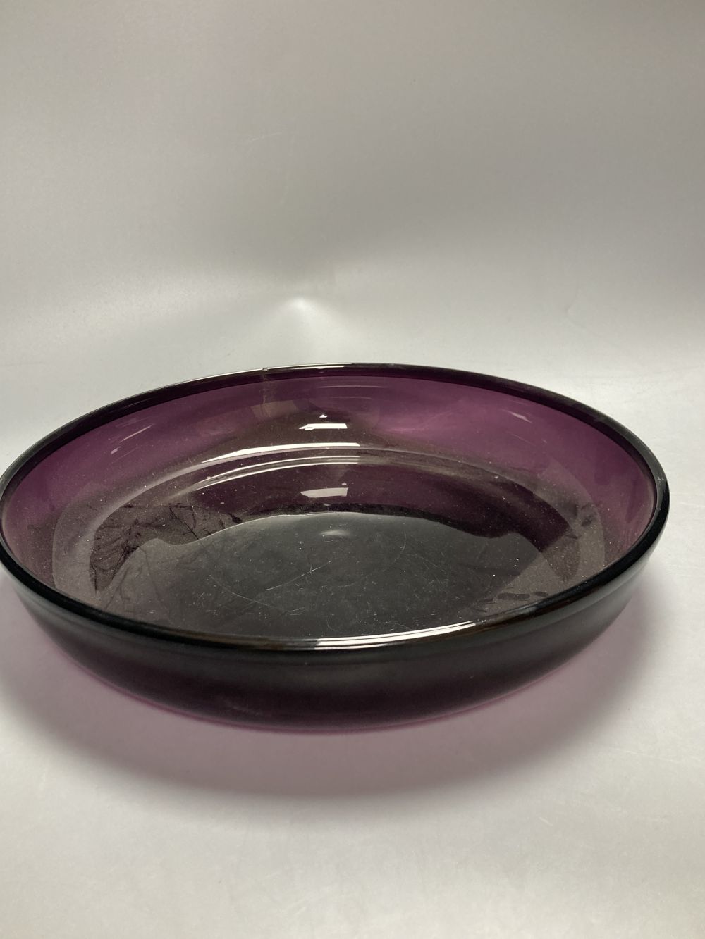 A Murano scrambled glass vase, height 25.5cm and an amethyst tinted shallow glass bowl, diameter 30cm